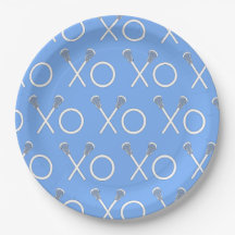 Light Blue Lacrosse Sports Party Paper Plate