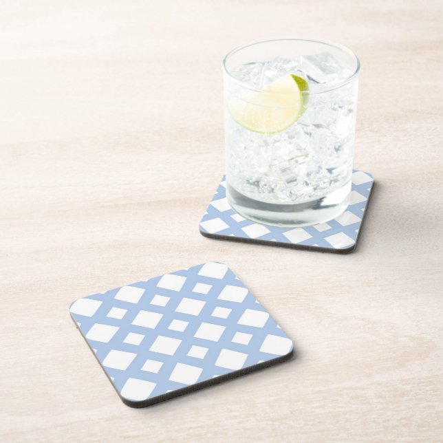Light Blue Lattice on White Coaster (Right Side)