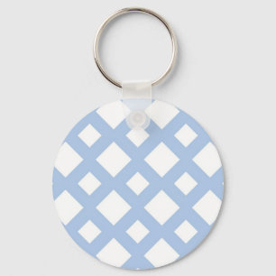 Light Blue Lattice on White Key Ring