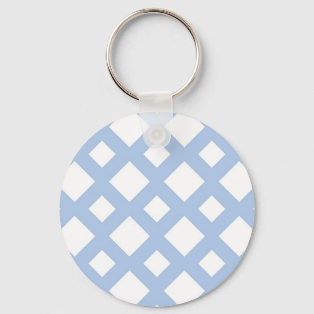 Light Blue Lattice on White Key Ring (Front)