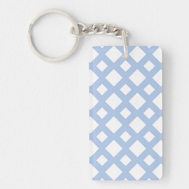 Light Blue Lattice on White Key Ring (Front)