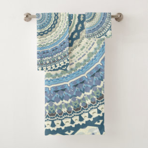 Light Blue Lavender Mandala Bath Towel Set