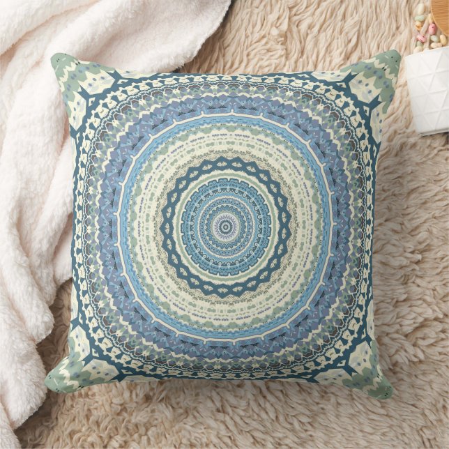 Light Blue Lavender Mandala Cushion (Blanket)