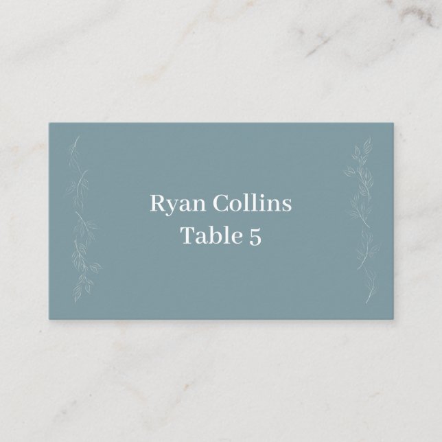 Light blue leaf Place Cards (Front)