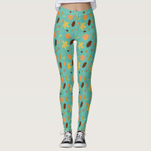 Light Blue Leaf Print Leggings – Soft, Stylish