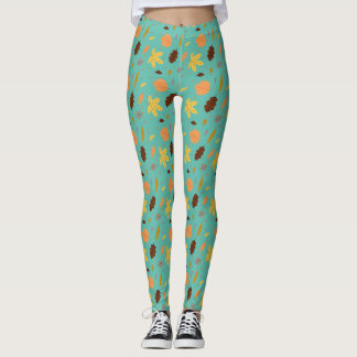 Light Blue Leaf Print Leggings – Soft, Stylish