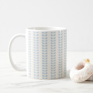 Light Blue Leaf Stripe Coffee Mug