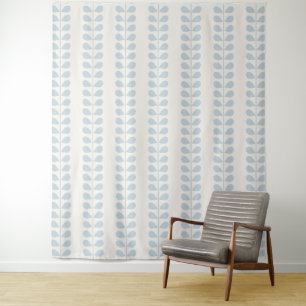 Light Blue Leaf Stripe Tapestry