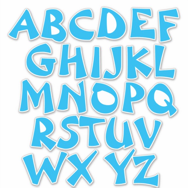 Light Blue Letters White Alphabet Wall (Front)