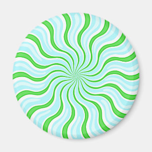 Light Blue & Lime Psychedelic Stripe Magnet