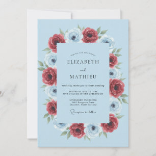 Light Blue Lush Anemone Wedding Invitation