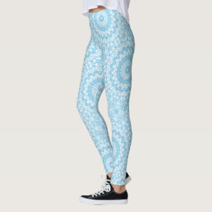 Light Blue Mandala Pattern Design Leggings