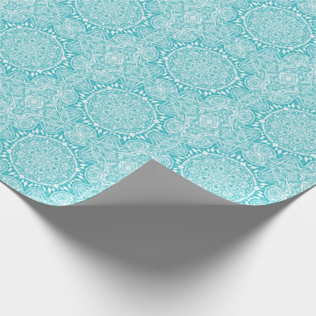 Light Blue Mandala Pattern Wrapping Paper (Corner)