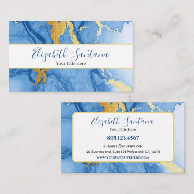 Light Blue Marble Business Card (Front/Back)