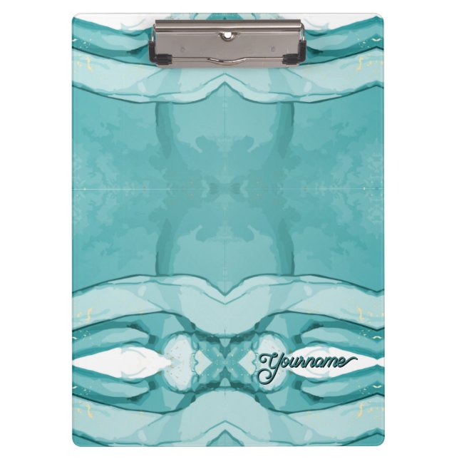 Light Blue Marble Elegant Modern Pattern Clipboard (Front)