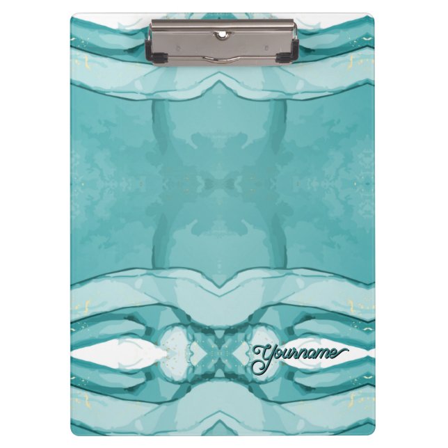 Light Blue Marble Elegant Modern Pattern Clipboard (Front)
