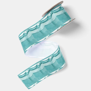 Light Blue Marble Elegant Modern Pattern Satin Ribbon