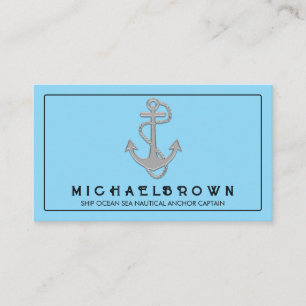 Light Blue Marine Nautical Anchor Business Card