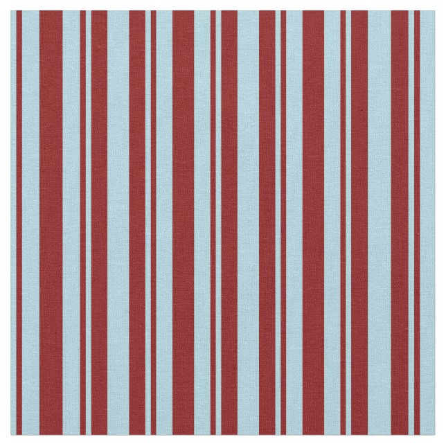 Light Blue & Maroon Coloured Lined/Striped Pattern Fabric (Close Up)
