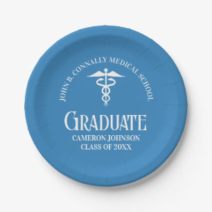 Light Blue Medical School Graduation Party Paper Plate
