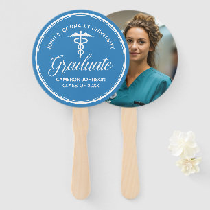 Light Blue Medical School Graduation Party Photo Hand Fan