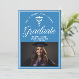 Light Blue Medical School Photo Graduation Announcement