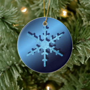 Light Blue Metallic Look Snowflake Beautiful Ceramic Tree Decoration