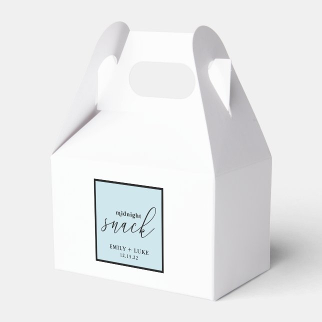 Light Blue Midnight Snack Custom Wedding Gable  Favour Box (Front Side)