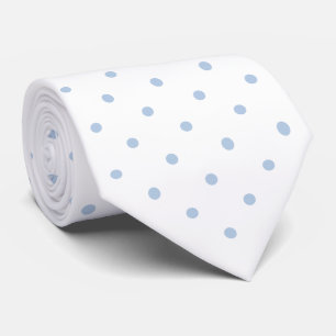 Light Blue Mini Polka Dot Pattern on White Tie