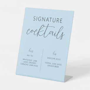Light Blue Minimal Wedding Signature Cocktail Sign