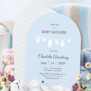 Light Blue Minimalist Arched Baby Boy Shower Invitation