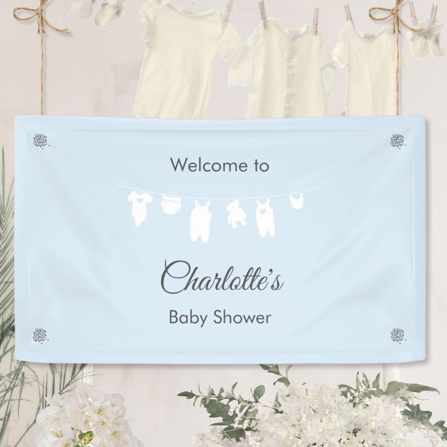Light Blue Minimalist Baby Boy Shower Banner (Minimalist Light Blue Baby Boy Shower Welcome Banner ©Susanne Sachers - Sunny Mind 🌞)