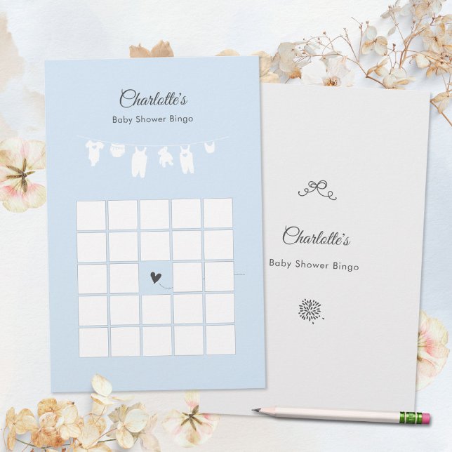 Light Blue Minimalist Baby Boy Shower Bingo Game (Light Blue Minimalist Baby Boy Shower Bingo Game ©Susanne Sachers - Sunny Mind 🌞)