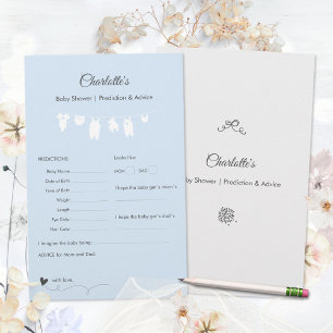 Light Blue Minimalist Baby Shower Predictions Game