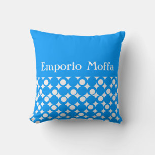 Light Blue Mod Ball Design @ Emporio Moffa w/text Cushion