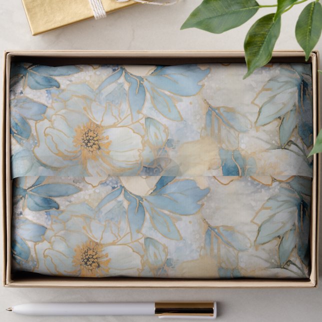 Light Blue Modern Abstract Roses  Tissue Paper (Creator Uploaded)