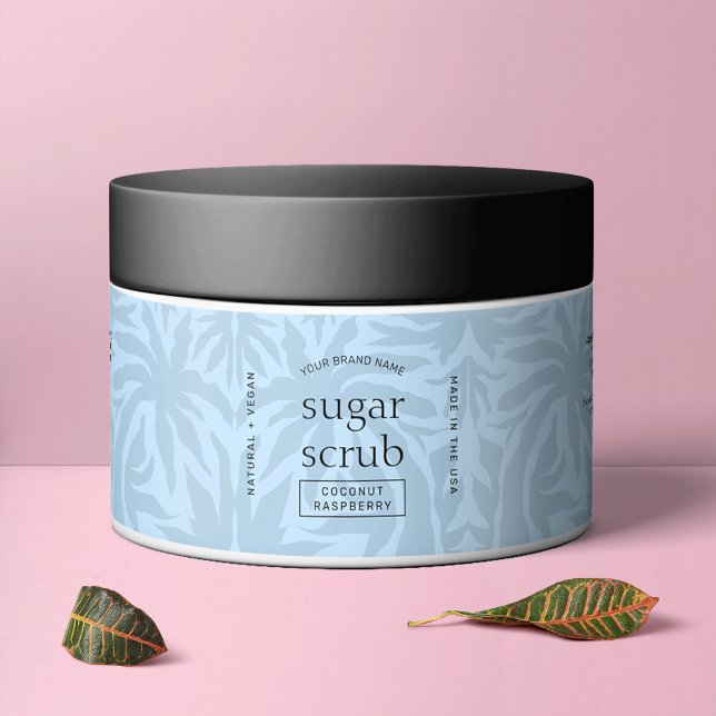 Light Blue Modern Cosmetic Jar Waterproof Label (Fully customizable light blue cosmetic jar wrapper label template)