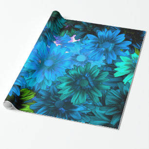 Light blue modern floral pattern wrapping paper