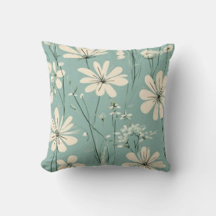 Light Blue Modern Flowers Cushion
