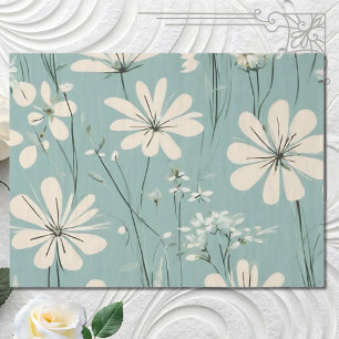 Light Blue Modern Groovy Daisy Flowers Tissue Paper