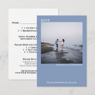 Light Blue Modern Simple Minimalist Photo Wedding RSVP Card