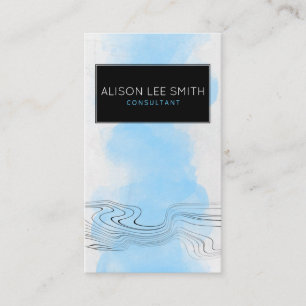 Light blue modern watercolor professional elegant business card