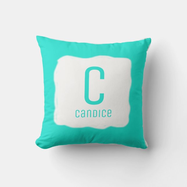 Light Blue Monogram Cushion (Front)