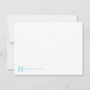Light Blue Monogram Line Modern Elegant Business Card