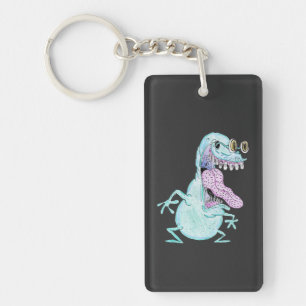 light blue monster alien cartoon key ring