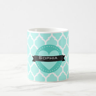 Light Blue Moroccan Lattice Pattern Coffee Mug