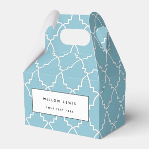 Light Blue Moroccan Lattice Pattern  Favour Box
