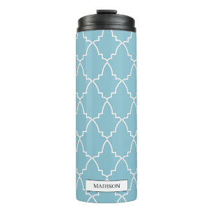 Light Blue Moroccan Lattice Pattern   Thermal Tumbler