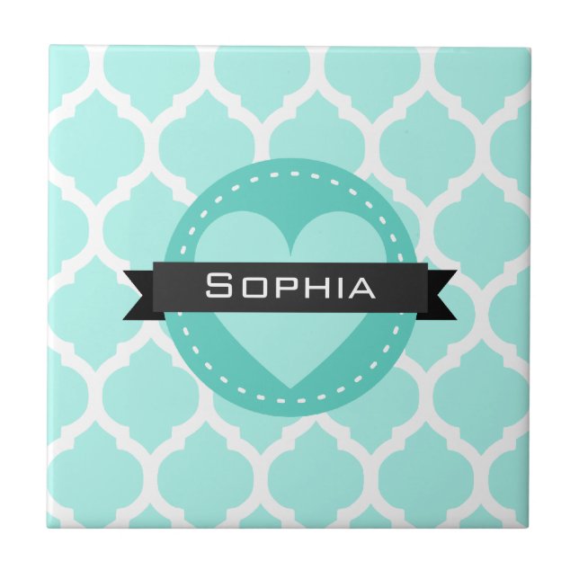 Light Blue Moroccan Lattice Pattern Tile (Front)