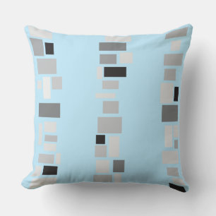 Light Blue MOSIAC TILES DESIGN Retro Throw Pillow